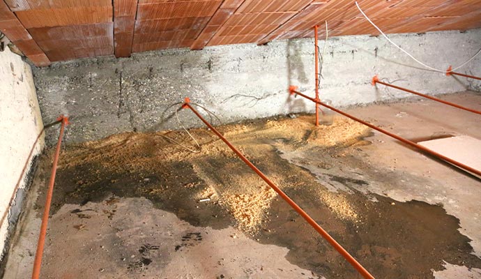 Attic water damage, illustrating the need for timely restoration services.