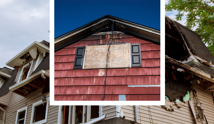 Fire damaged house