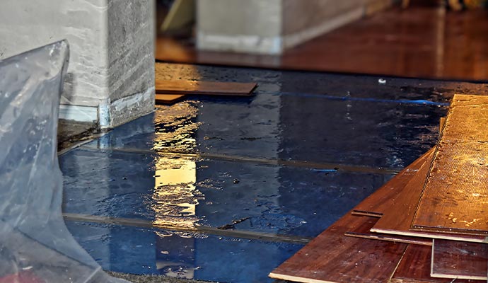 Floor water damage restoration service
