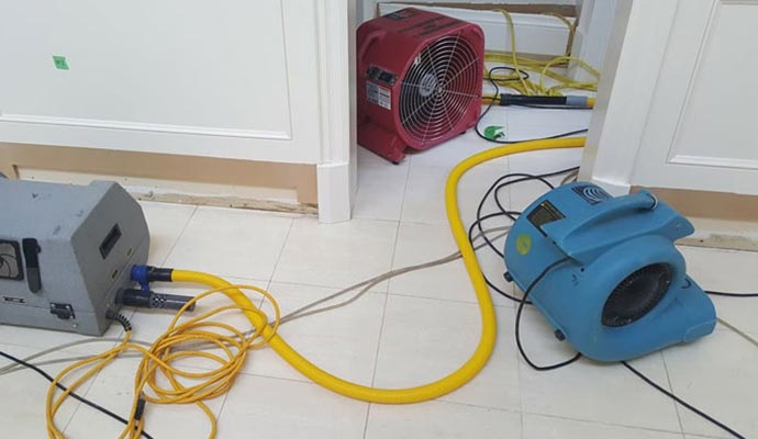 water damage restoration with equipment