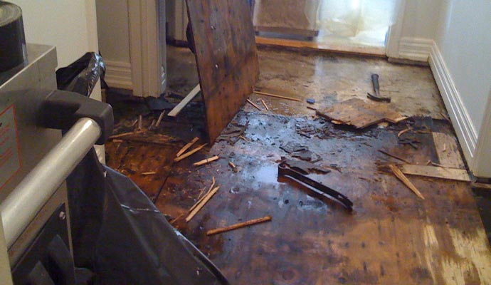 water damaged wodeen floor