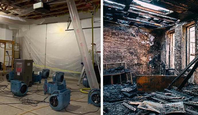 Water and fire damaged restoration service in Frisco.