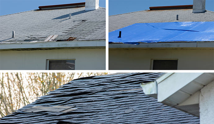 storm and hurricane damaged roof